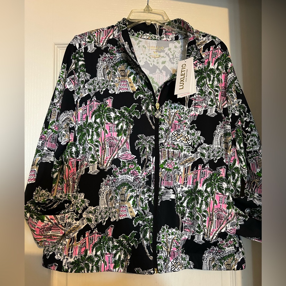 NWT LILLY PULITZER Luxletic Aegean Palm Beach Anniversary Jacket xl